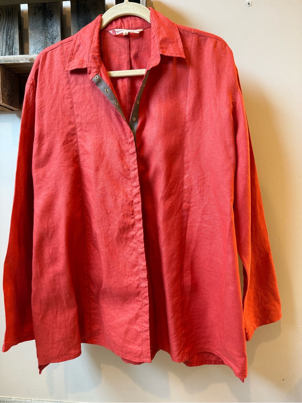 South Street Linen Snap-Front Rust Linen Shirt